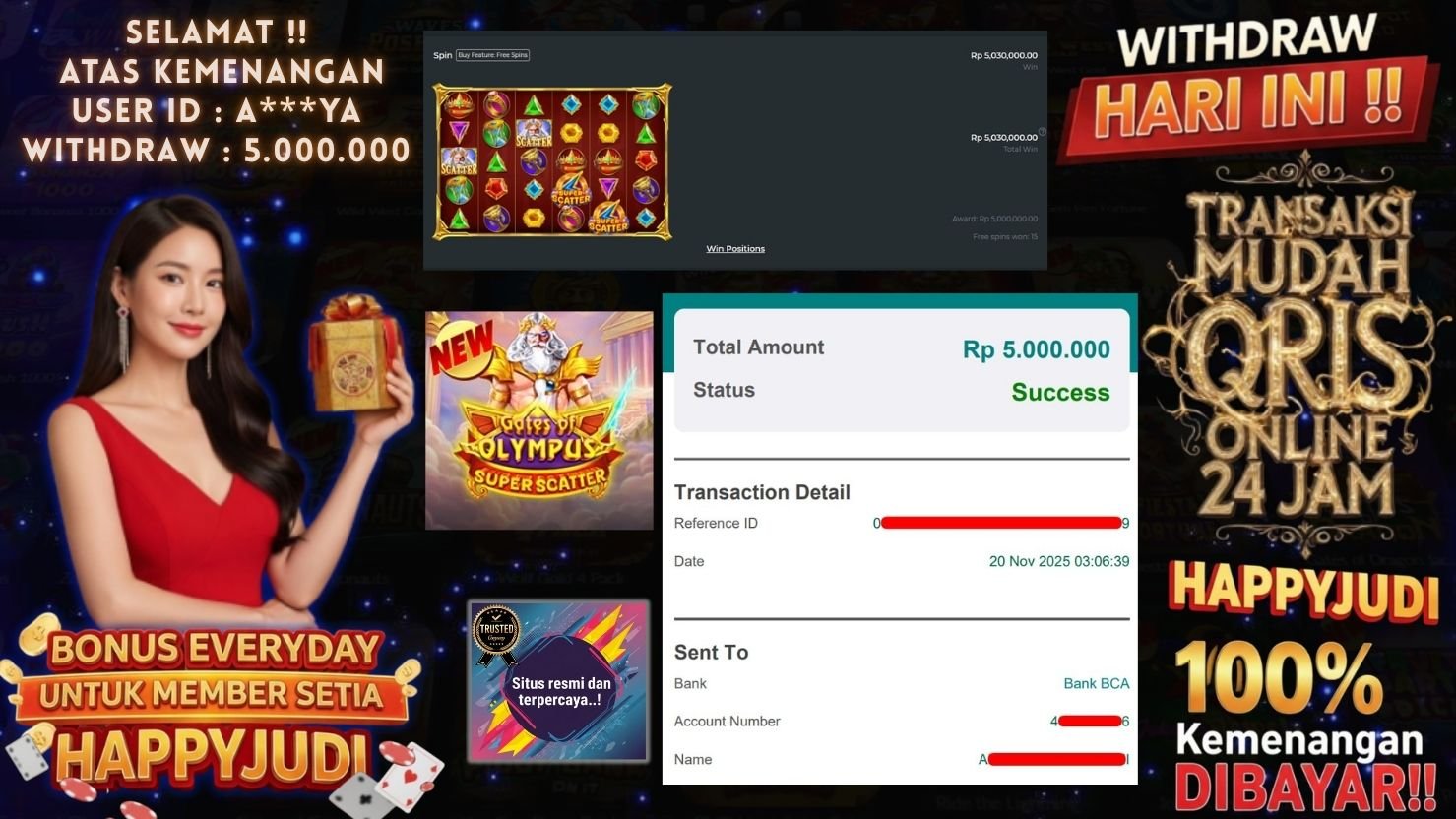 HAPPYJUDI JACKPOT SLOT GATES OF OLYMPUS SUPER SCATTER